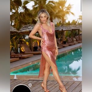 Chainmail Cowl Neck Side MIDI Dress by Nasty Gall